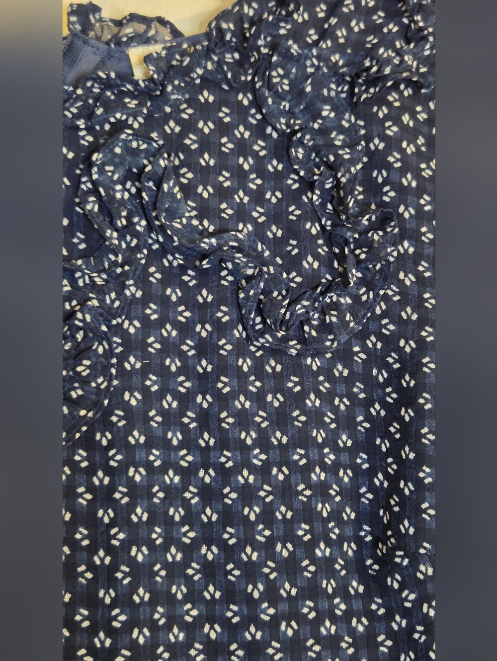 Free People Nouveau Butterfly Babydoll Mini Dress Navy Blue Long Sleeve Sz 0 - Picture 5 of 11